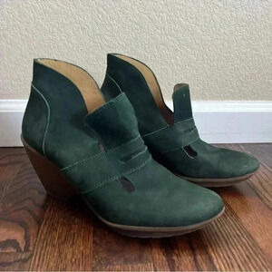 Julio de mucha Green Leather Wedge Women’s Size 7 Slip On Penny Loafer $129
